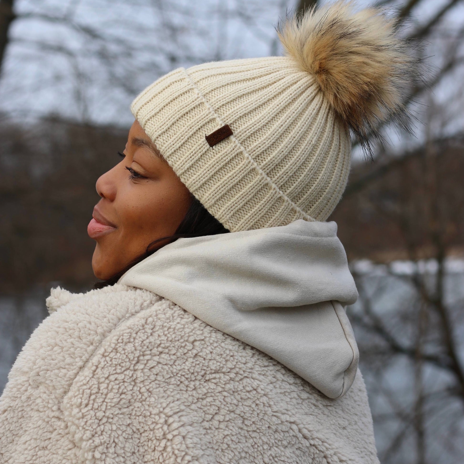 The Knit Pom in Beige - COSI & co.